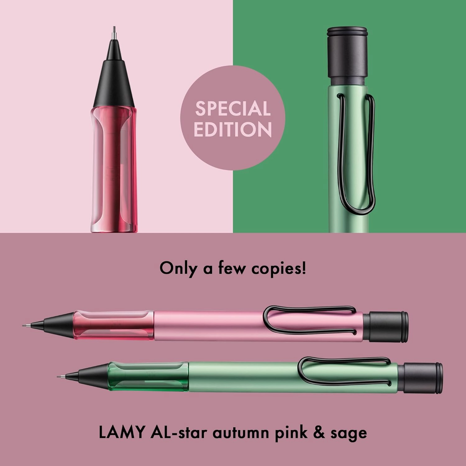 LAMY AL-star autumn pink - Mechanical Pencil with transparent, ergonomic grip & lightweight aluminum body - including LAMY M 41 fine line refill 0.5 mm & eraser tip