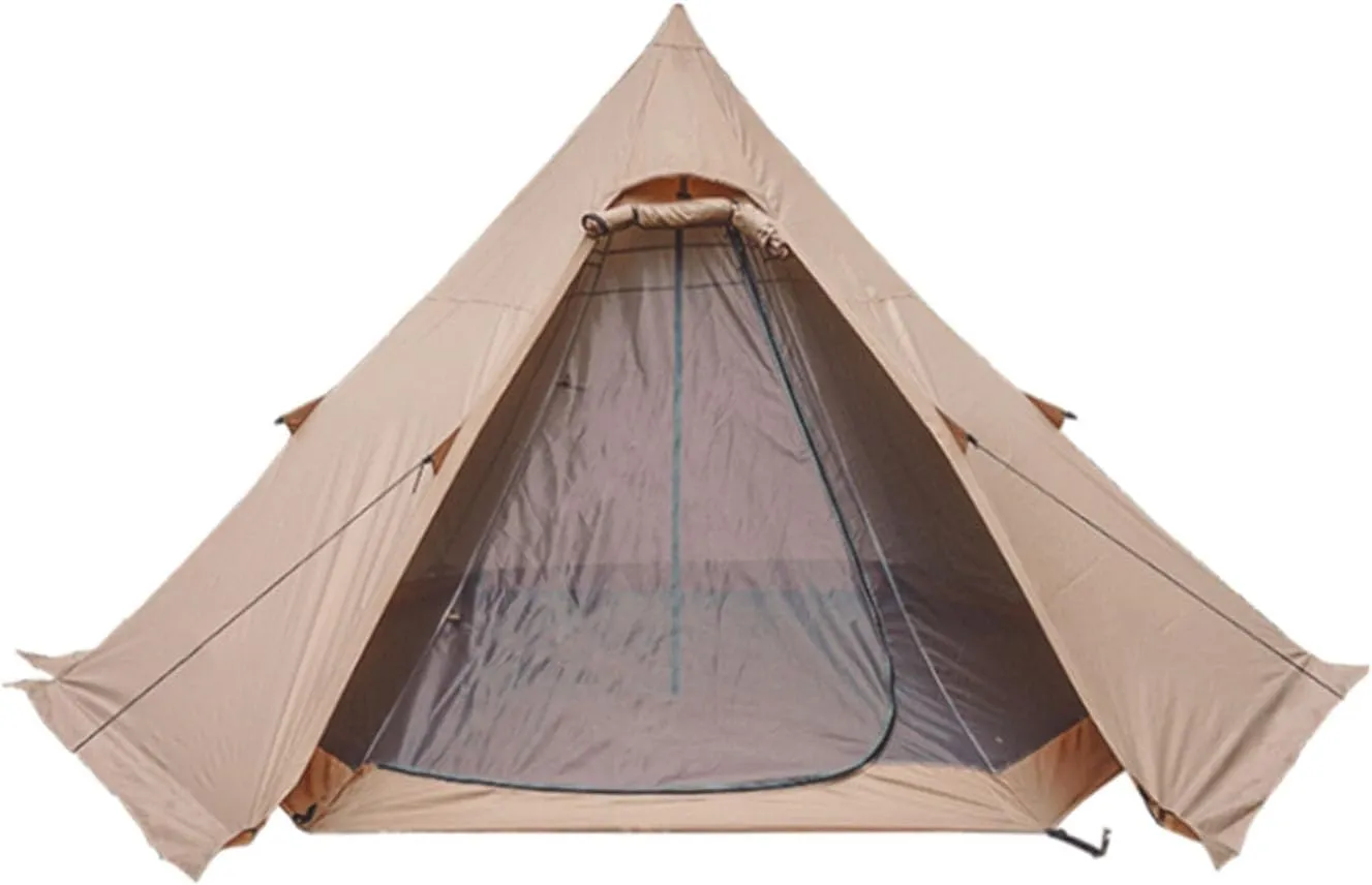 Large Adult Indian Teepee Tent Camping Pyramid Tipi Tent with Double Mesh Door Free-Standing Waterproof Tent for Camping Hiking