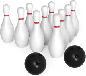 Large Kids Plastic Bowling Set, Indoor/Outdoor Family Sports, 10 Bottles, 2 Balls