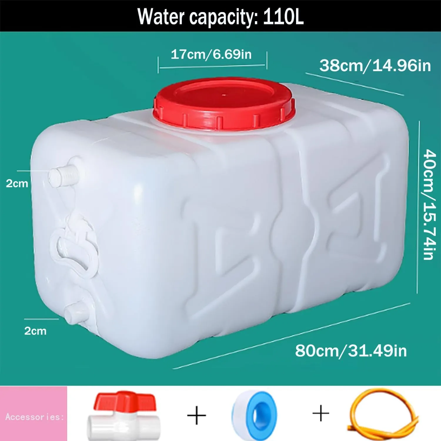 Large Water Container 100l Plastic Water Tank Caravan Camping Water Carrier with tap 50l Food Grade Water Storage containers for Travel Hiking RV Emergency(Size:110L)