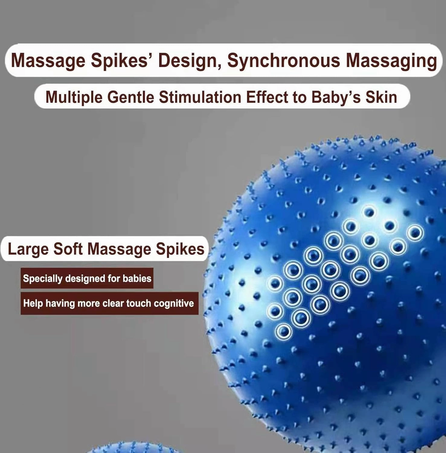 Large Sensory Massage Ball for Kids, 2-Pack 33.5" 85CM Bouncy Exercise Balls for Toddlers, Big Inflatable Toys with Spikes, Outdoor Giant Yoga Balls, Large Beach Ball (2 Set Bluish Grey)