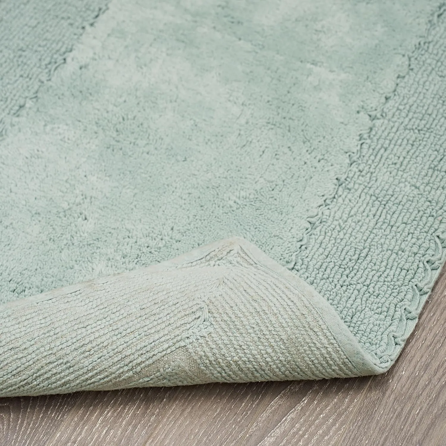 Laura Ashley Ruffle Cotton 2-Piece Bath Rug Set, Aqua