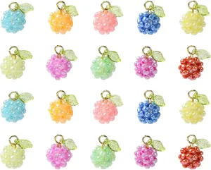 Leaf Flower Mushroom Hot Pepper Faceted Round Bicone Fruit Strawberry Berries Glass Charms for DIY Jewelry Crafts