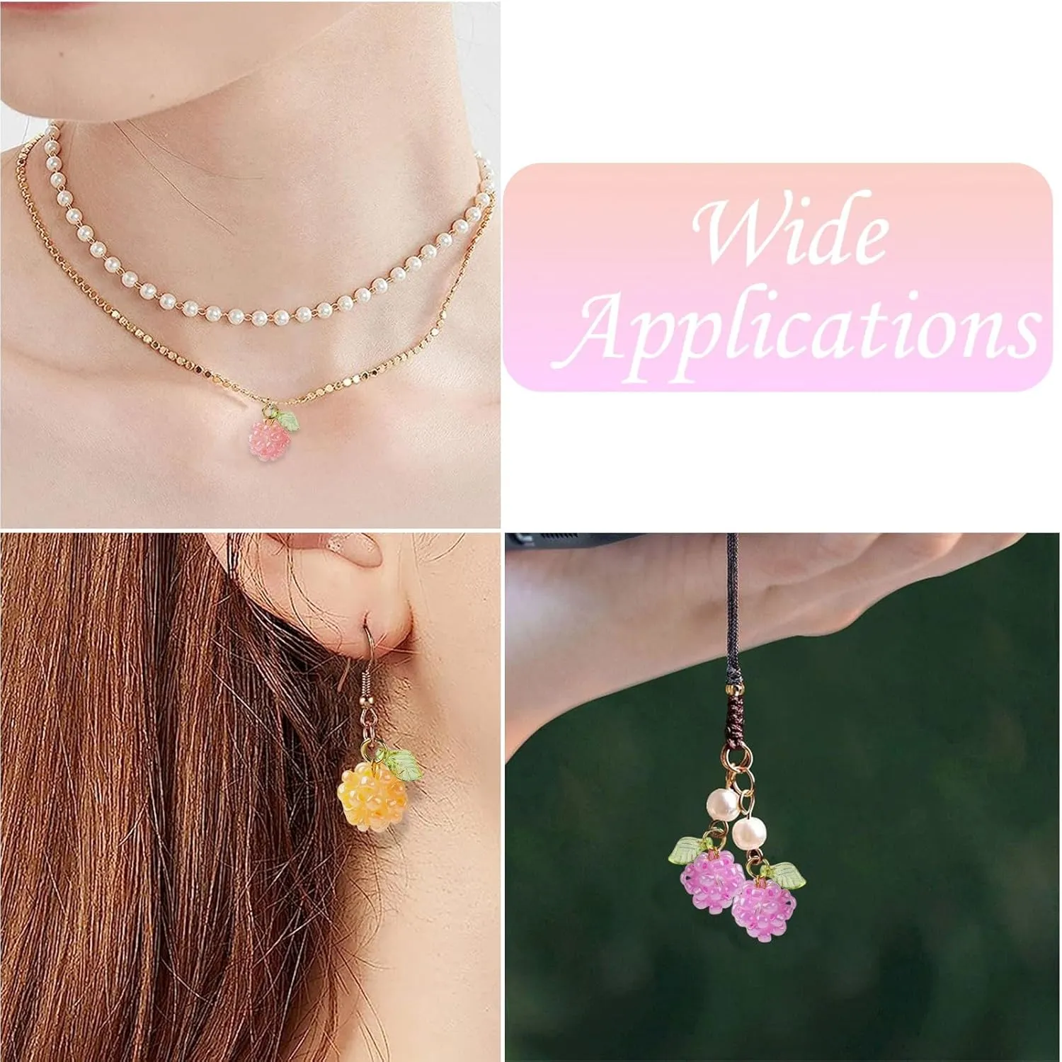 Leaf Flower Mushroom Hot Pepper Faceted Round Bicone Fruit Strawberry Berries Glass Charms for DIY Jewelry Crafts