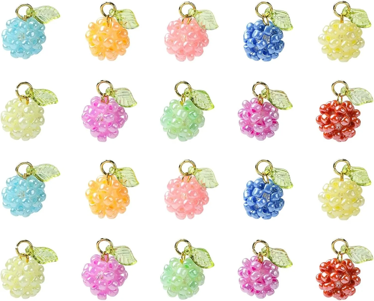Leaf Flower Mushroom Hot Pepper Faceted Round Bicone Fruit Strawberry Berries Glass Charms for DIY Jewelry Crafts