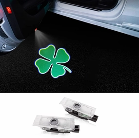 LED Car Door Lights Logo Projector for Alfa Romeo Ghost Lights Puddle Laser Welcome Courtesy Emblem Lamp Compatible with Stelvio, Mito, Giulietta, Giulia Car Accessories (Clover)