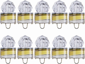 LED Fishing Light Underwater 10-Pack Deep Drop Lights Waterproof Diamond Tubular Underwater Colorful Fishing Lure Light Attractants for Tuna Swordfish