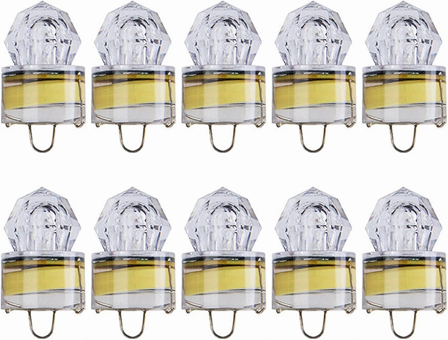 LED Fishing Light Underwater 10-Pack Deep Drop Lights Waterproof Diamond Tubular Underwater Colorful Fishing Lure Light Attractants for Tuna Swordfish