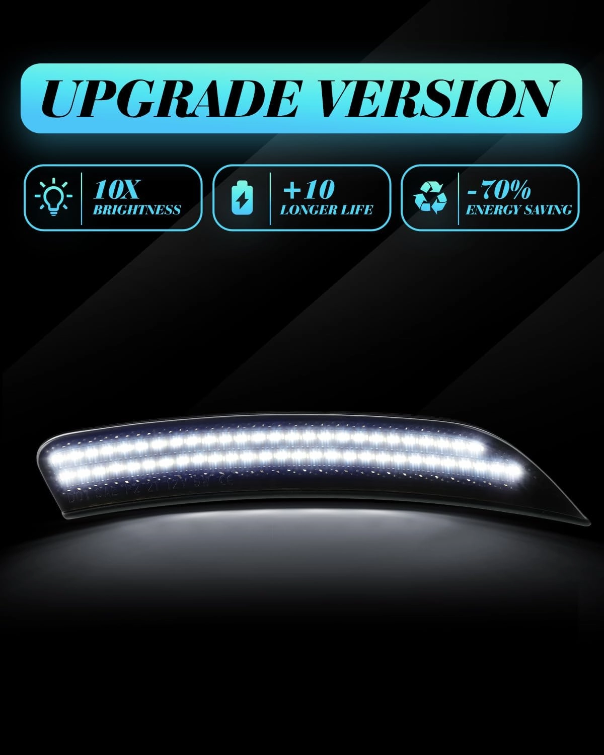 LED Front Side Marker Light Compatible with Chrysler 200 Sedan 2015 2016 2017 Smoked Lens Fender Bumper White Lamps