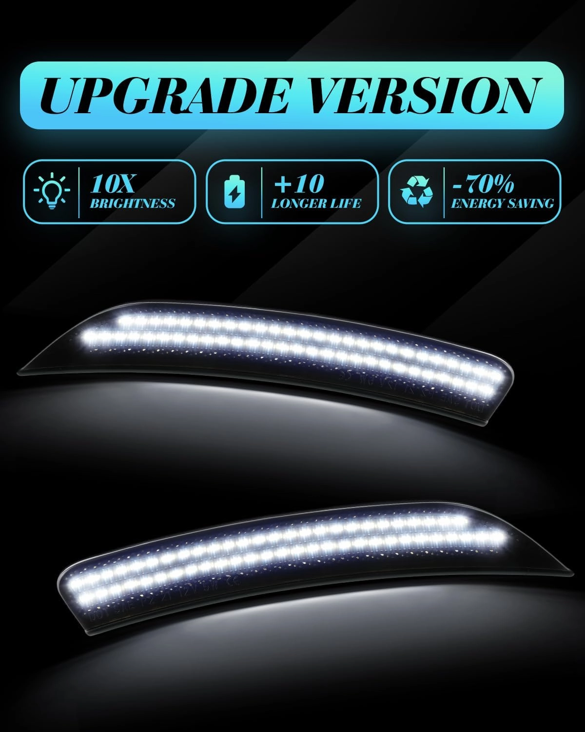 LED Rear Side Marker Light Compatible with Chrysler 200 Sedan 2015 2016 2017 Smoked Lens Fender Bumper White Lamps