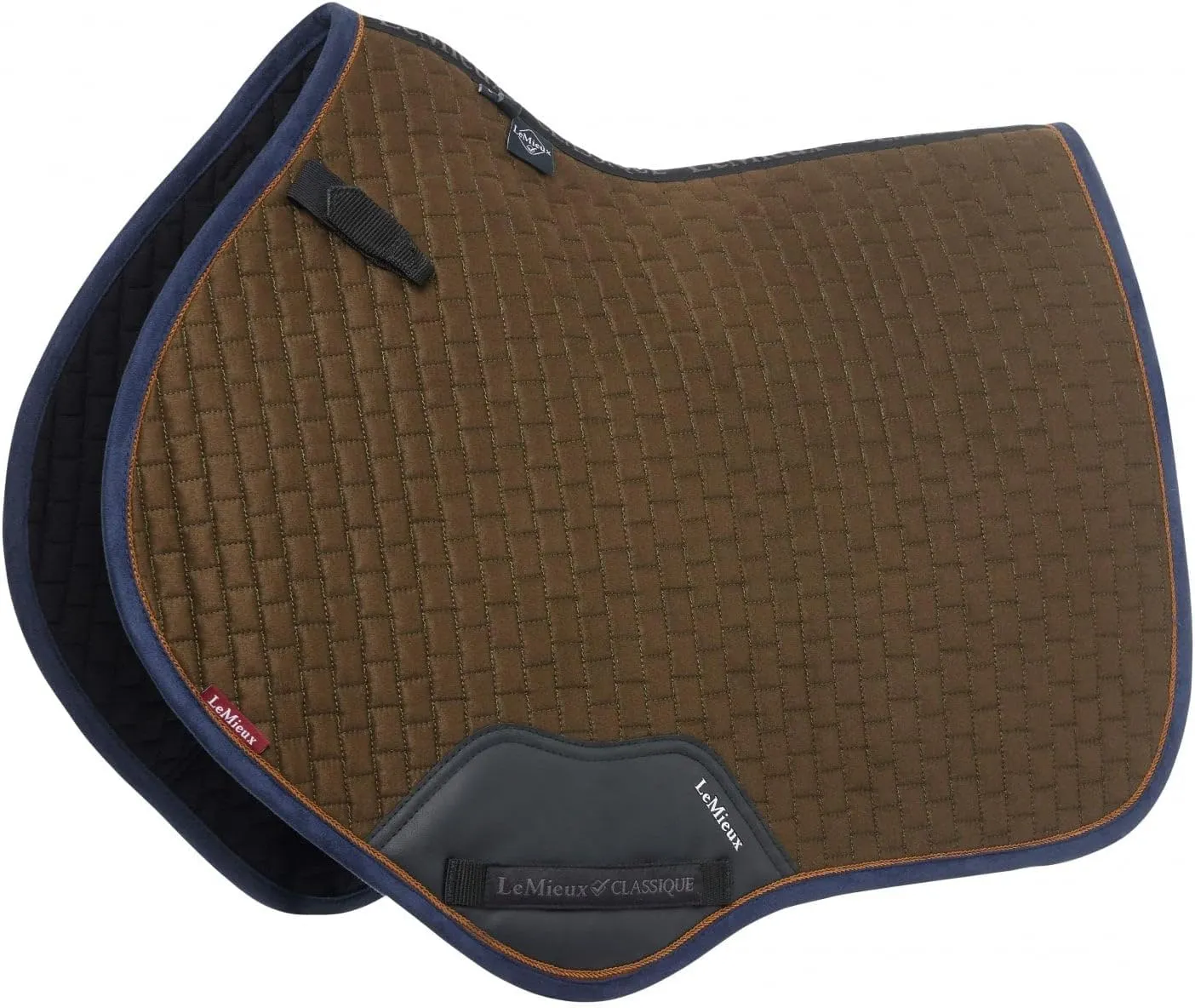 LeMieux Suede Close Contact Saddle Pad - Brick Quilting & Contrast Piping - Fritction Free Suede Binding - Contoured Profile - PU Leather Girth Protection Area - Bamboo Lining