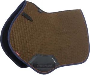 LeMieux Suede Close Contact Saddle Pad - Brick Quilting & Contrast Piping - Fritction Free Suede Binding - Contoured Profile - PU Leather Girth Protection Area - Bamboo Lining