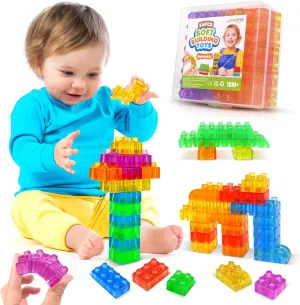 LESONG Sensory Soft Building Blocks for Kids：36 Pack Squishy Stacking Blocks for Toddlers 1-3, Sensory Toys for Kids with Autism, Travel Baby Learning Toys 2 3 4 5 Year Old Birthday Gifts Girls Boys