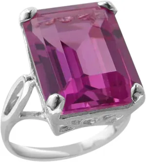 LetsBuyGold Sterling Silver Womens Large Solitaire Pink Cubic Zirconia CZ Basket Ring - Sizes 5 to 12 Available