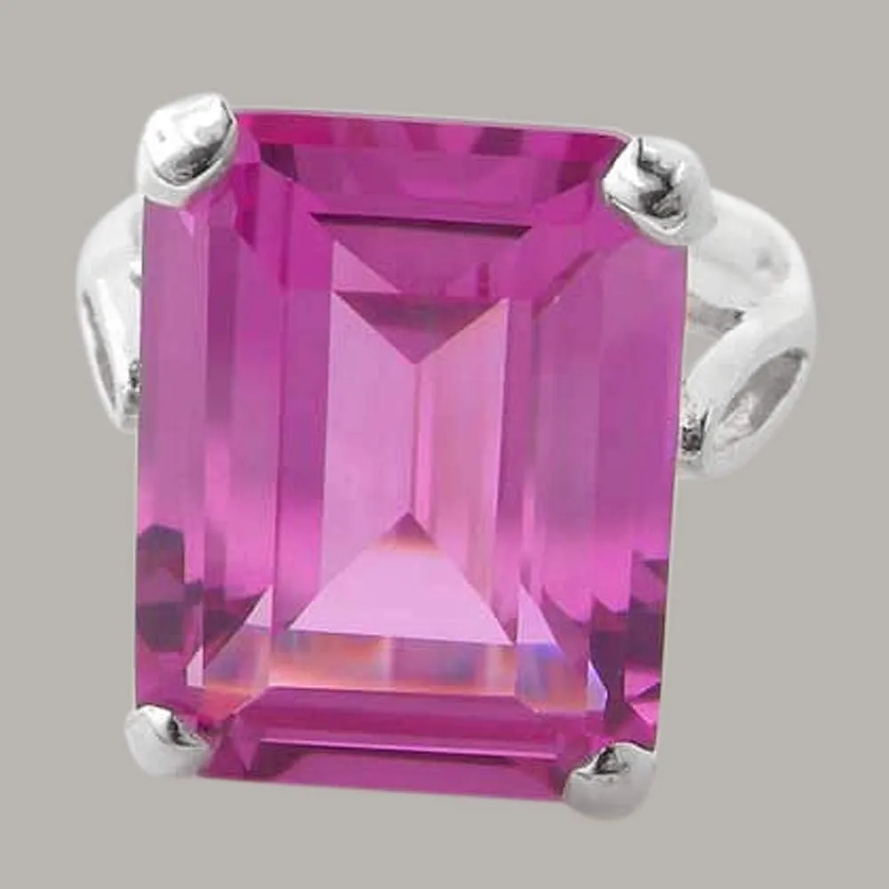 LetsBuyGold Sterling Silver Womens Large Solitaire Pink Cubic Zirconia CZ Basket Ring - Sizes 5 to 12 Available