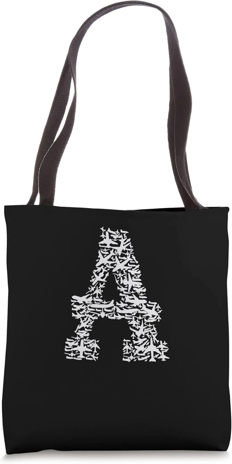 Letter A Aviation Airplane Cute Attendant of Flight Tote Bag