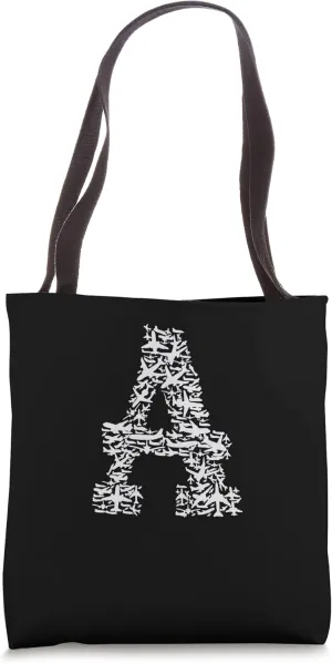 Letter A Aviation Airplane Cute Attendant of Flight Tote Bag
