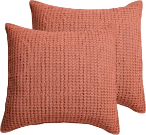 Levtex Home - Mills Waffle - Euro Sham (Set of Two) - Adobe - Sham Size (26x26in.), No Insert