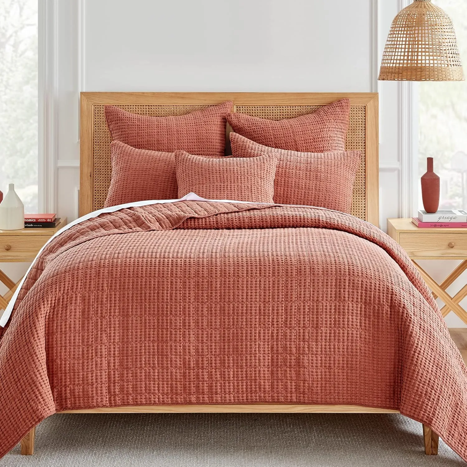 Levtex Home - Mills Waffle - Euro Sham (Set of Two) - Adobe - Sham Size (26x26in.), No Insert