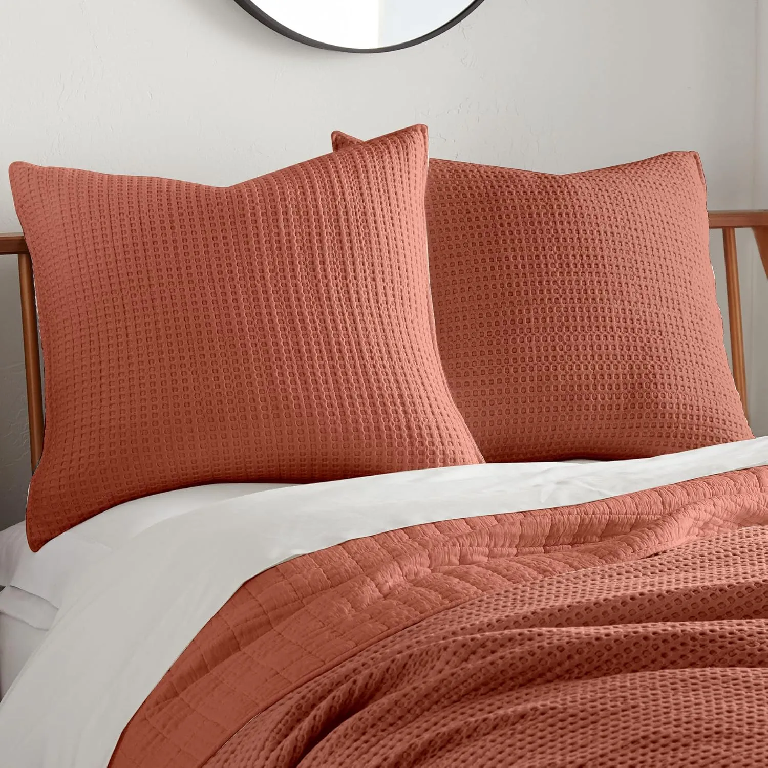 Levtex Home - Mills Waffle - Euro Sham (Set of Two) - Adobe - Sham Size (26x26in.), No Insert