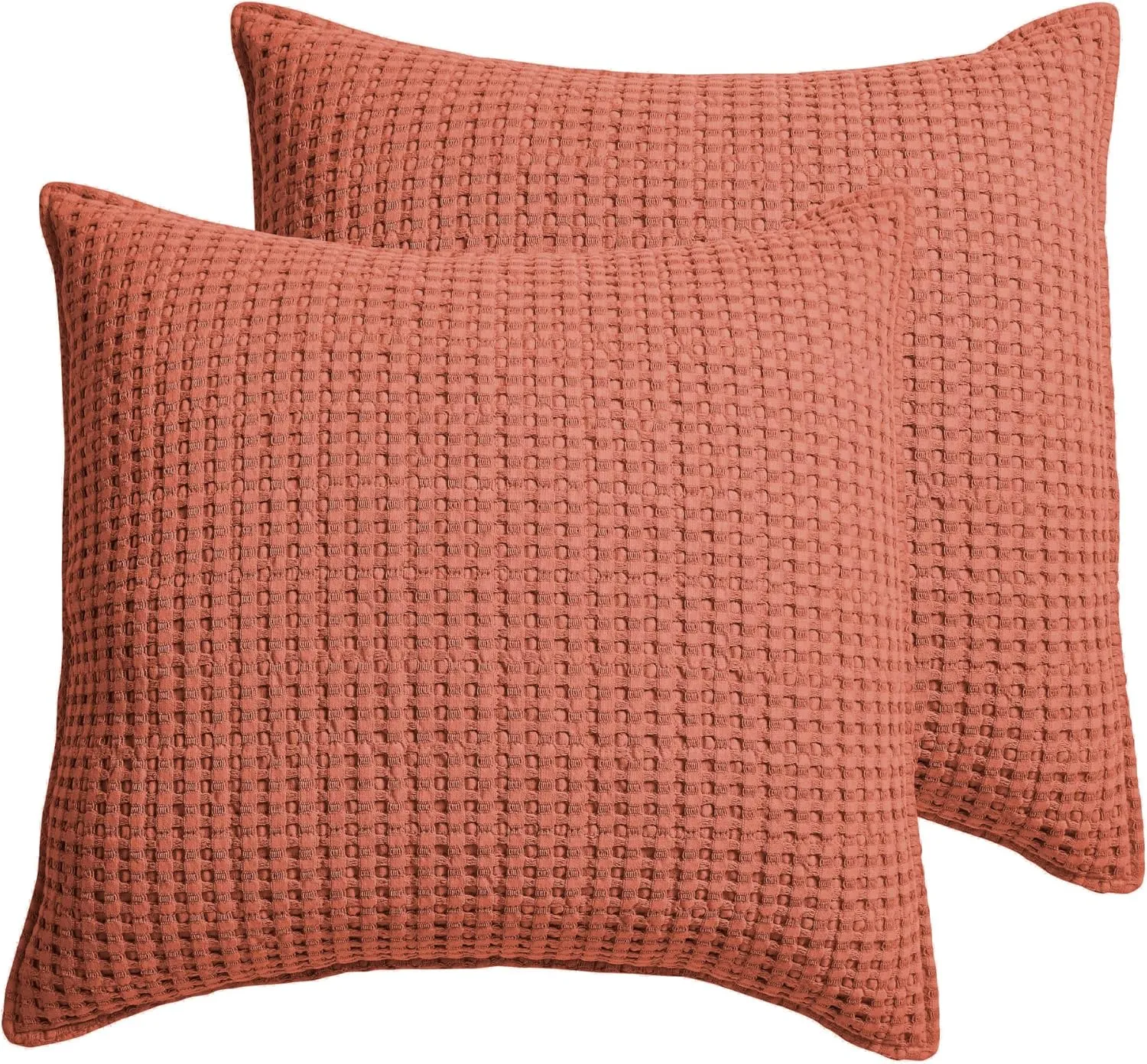 Levtex Home - Mills Waffle - Euro Sham (Set of Two) - Adobe - Sham Size (26x26in.), No Insert