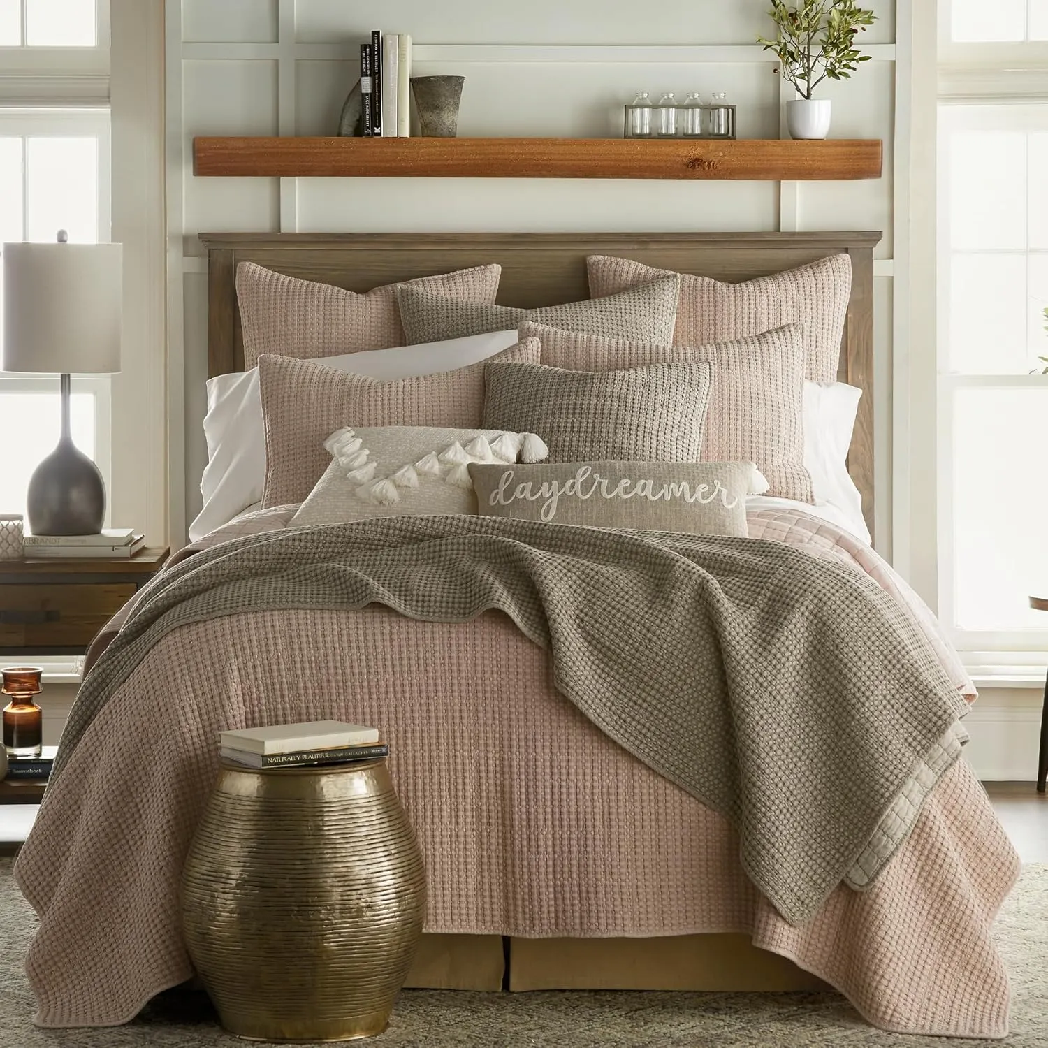 Levtex Home - Mills Waffle - Full/Queen Quilt Set - Taupe Cotton Waffle - Quilt Size (88 x 92in.), Sham Size (26 x 20in.)