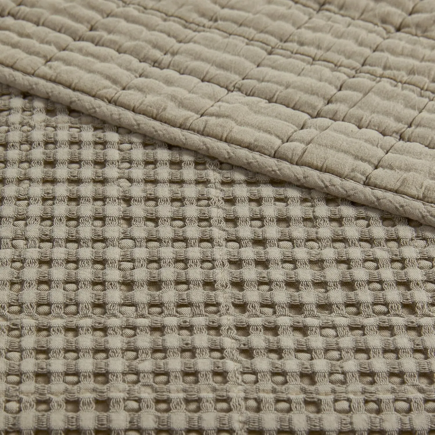 Levtex Home - Mills Waffle - Full/Queen Quilt Set - Taupe Cotton Waffle - Quilt Size (88 x 92in.), Sham Size (26 x 20in.)