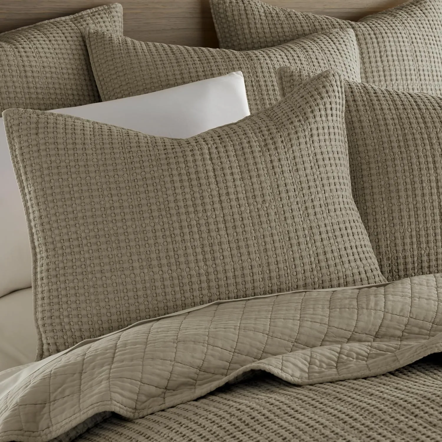 Levtex Home - Mills Waffle - Full/Queen Quilt Set - Taupe Cotton Waffle - Quilt Size (88 x 92in.), Sham Size (26 x 20in.)