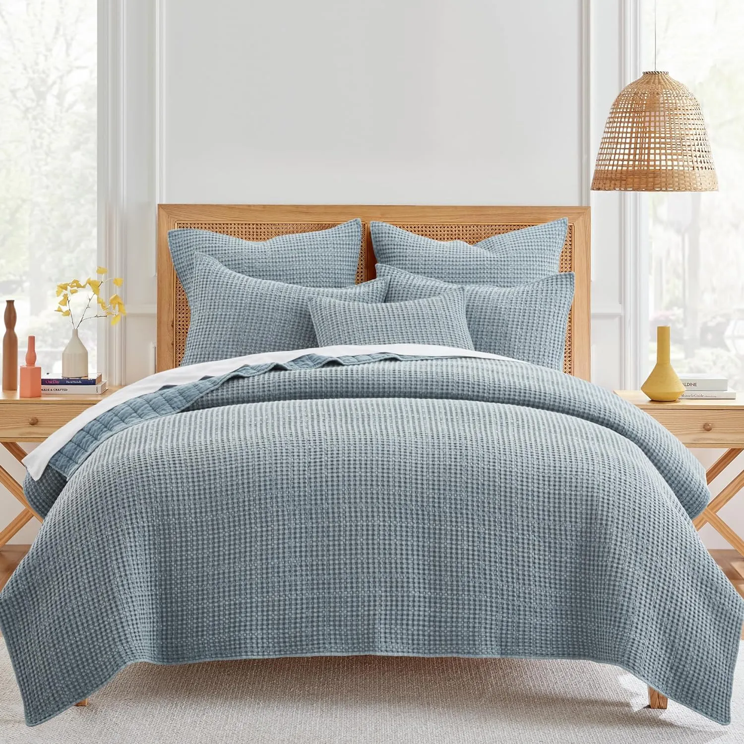 Levtex Home - Mills Waffle - King/Cal King Quilt Set - Chambray Cotton Waffle - Quilt Size (106 x 92in.), Sham Size (36 x 20in.)