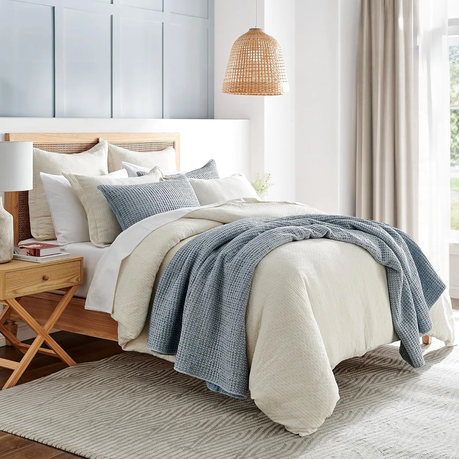 Levtex Home - Mills Waffle - King/Cal King Quilt Set - Chambray Cotton Waffle - Quilt Size (106 x 92in.), Sham Size (36 x 20in.)