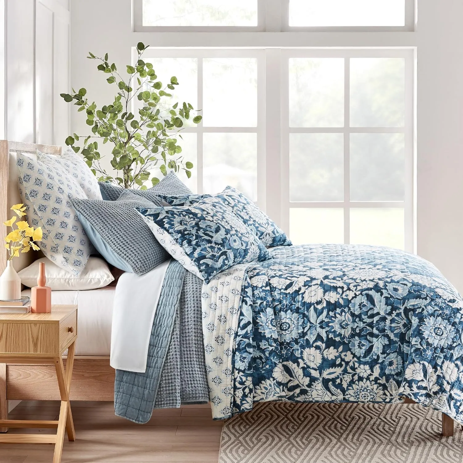 Levtex Home - Mills Waffle - King/Cal King Quilt Set - Chambray Cotton Waffle - Quilt Size (106 x 92in.), Sham Size (36 x 20in.)