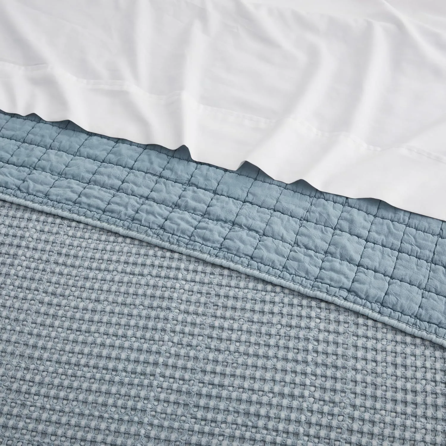 Levtex Home - Mills Waffle - King/Cal King Quilt Set - Chambray Cotton Waffle - Quilt Size (106 x 92in.), Sham Size (36 x 20in.)