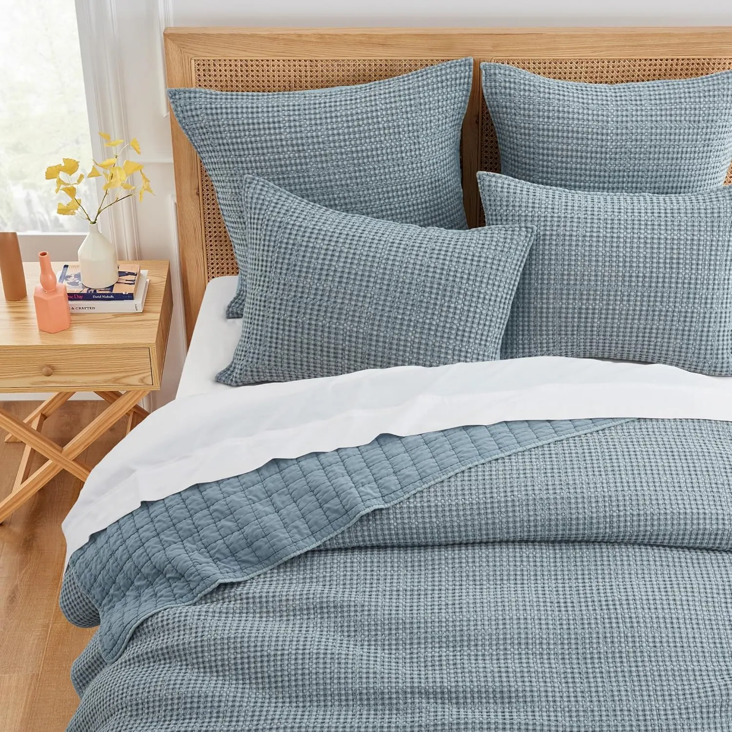 Levtex Home - Mills Waffle - King/Cal King Quilt Set - Chambray Cotton Waffle - Quilt Size (106 x 92in.), Sham Size (36 x 20in.)