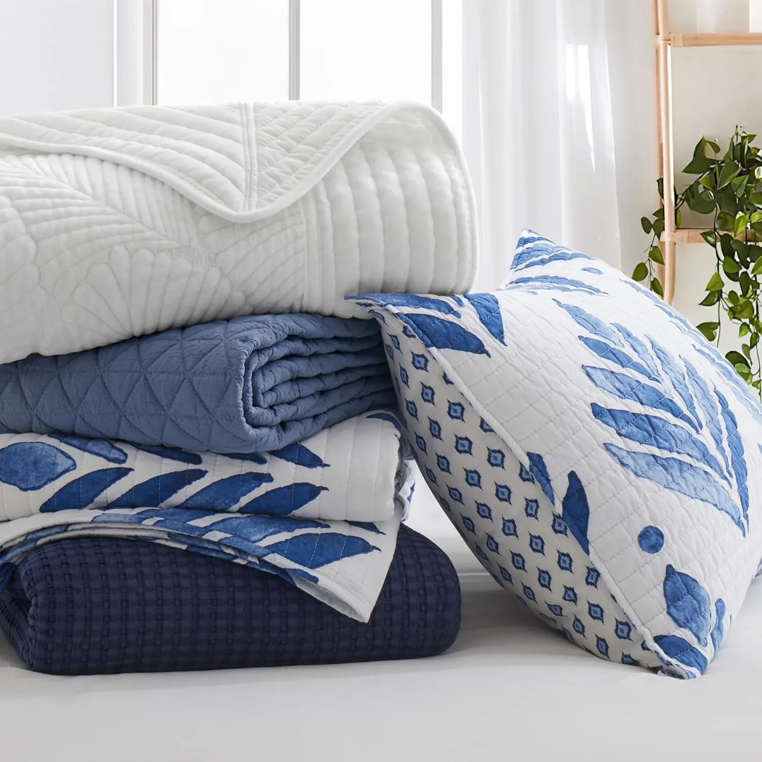 Levtex Home - Mills Waffle - King/Cal King Quilt Set - Navy Cotton Waffle - Quilt Size (106 x 92in.), Sham Size (36 x 20in.)