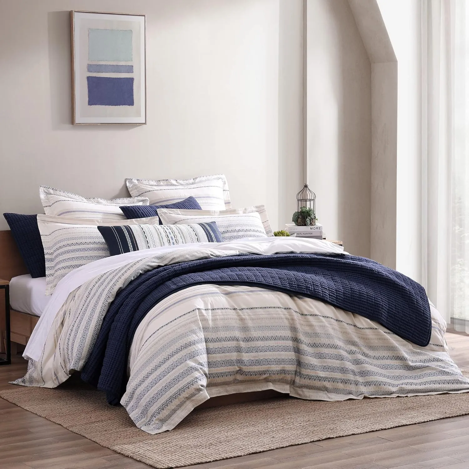 Levtex Home - Mills Waffle - King/Cal King Quilt Set - Navy Cotton Waffle - Quilt Size (106 x 92in.), Sham Size (36 x 20in.)
