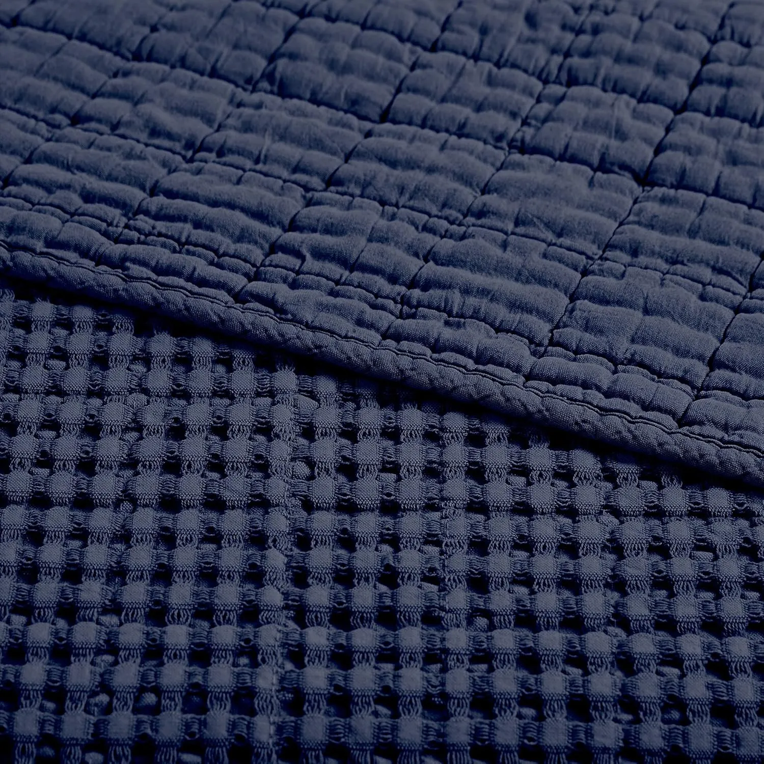 Levtex Home - Mills Waffle - King/Cal King Quilt Set - Navy Cotton Waffle - Quilt Size (106 x 92in.), Sham Size (36 x 20in.)