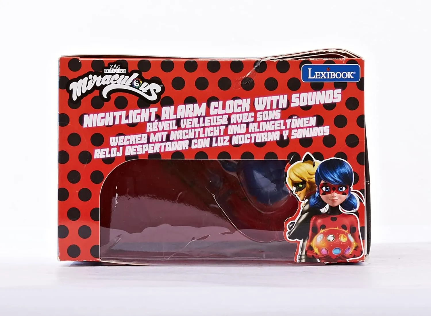 Lexibook - Miraculous Digital Alarm Clock with Night Light Snooze, Clock, Luminous Ladybug, Red colour - RL800MI