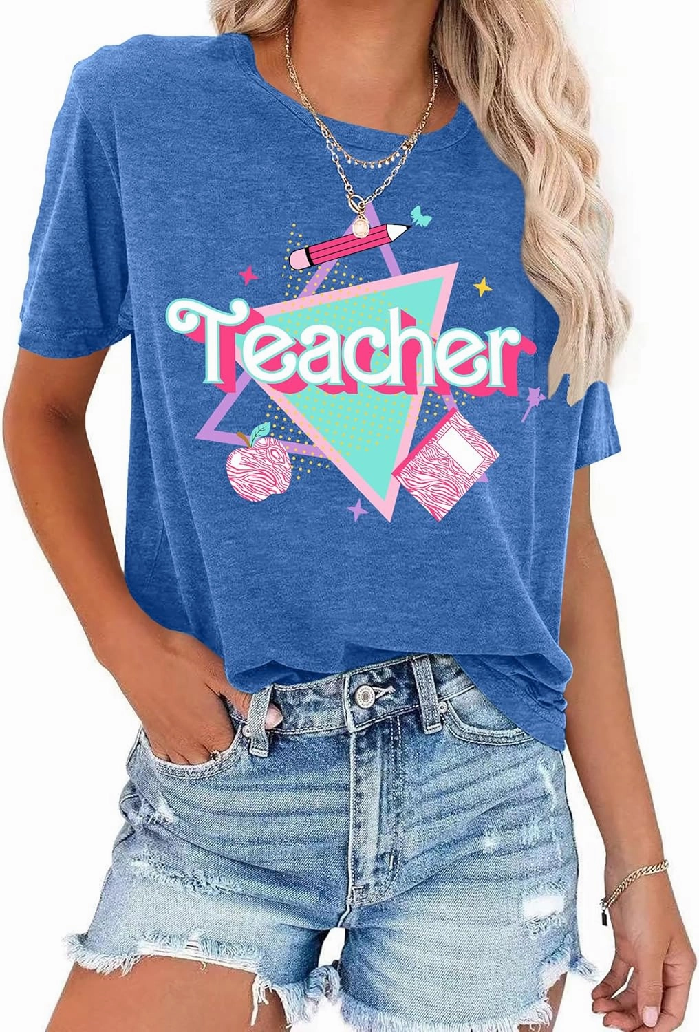 LHBNK Teacher Shirts Women ABCD Teacher Tshirt Teacher Life Shirt Tops Back to School Gifts Casual Summer Tops