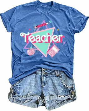 LHBNK Teacher Shirts Women ABCD Teacher Tshirt Teacher Life Shirt Tops Back to School Gifts Casual Summer Tops