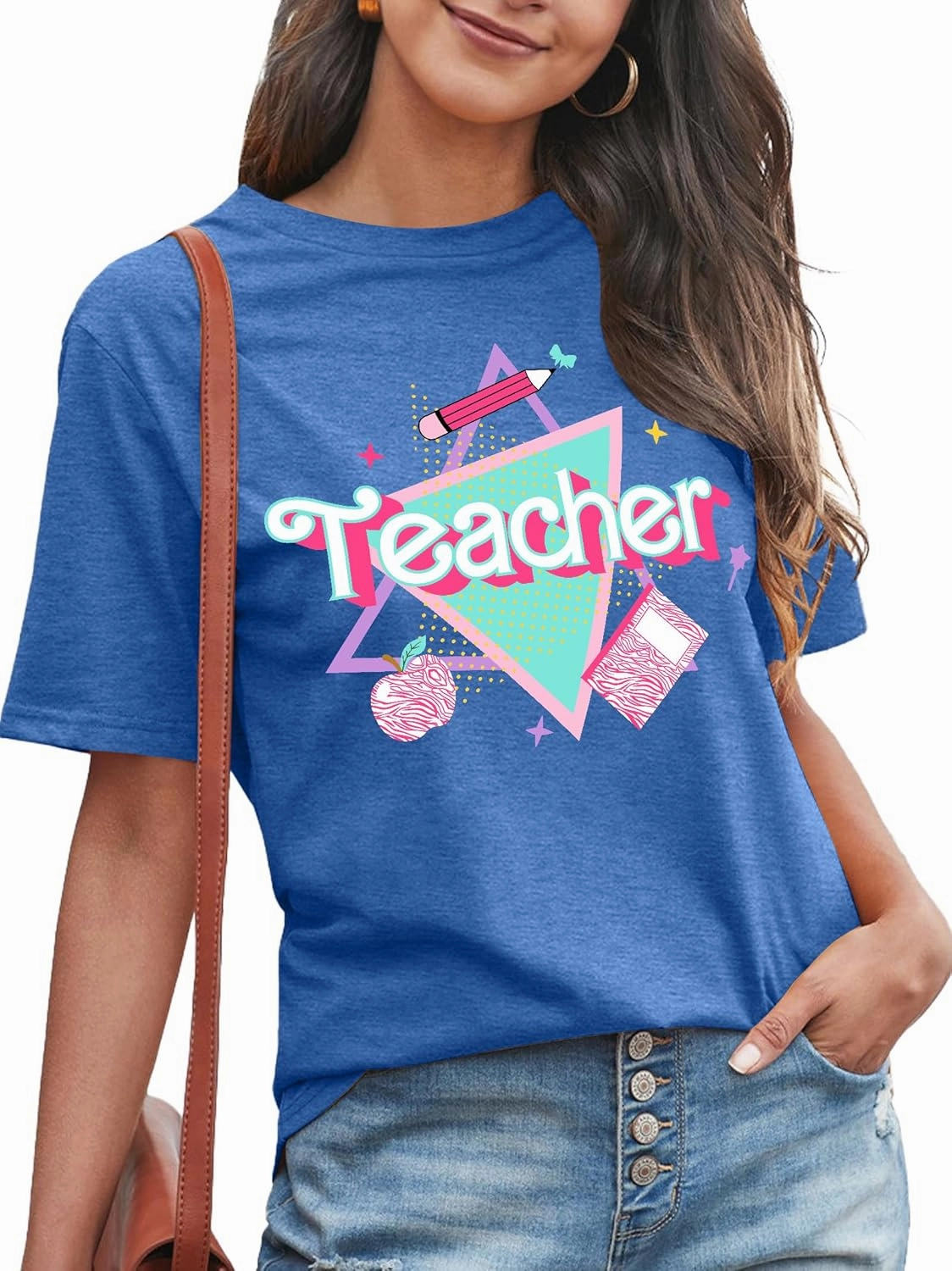LHBNK Teacher Shirts Women ABCD Teacher Tshirt Teacher Life Shirt Tops Back to School Gifts Casual Summer Tops