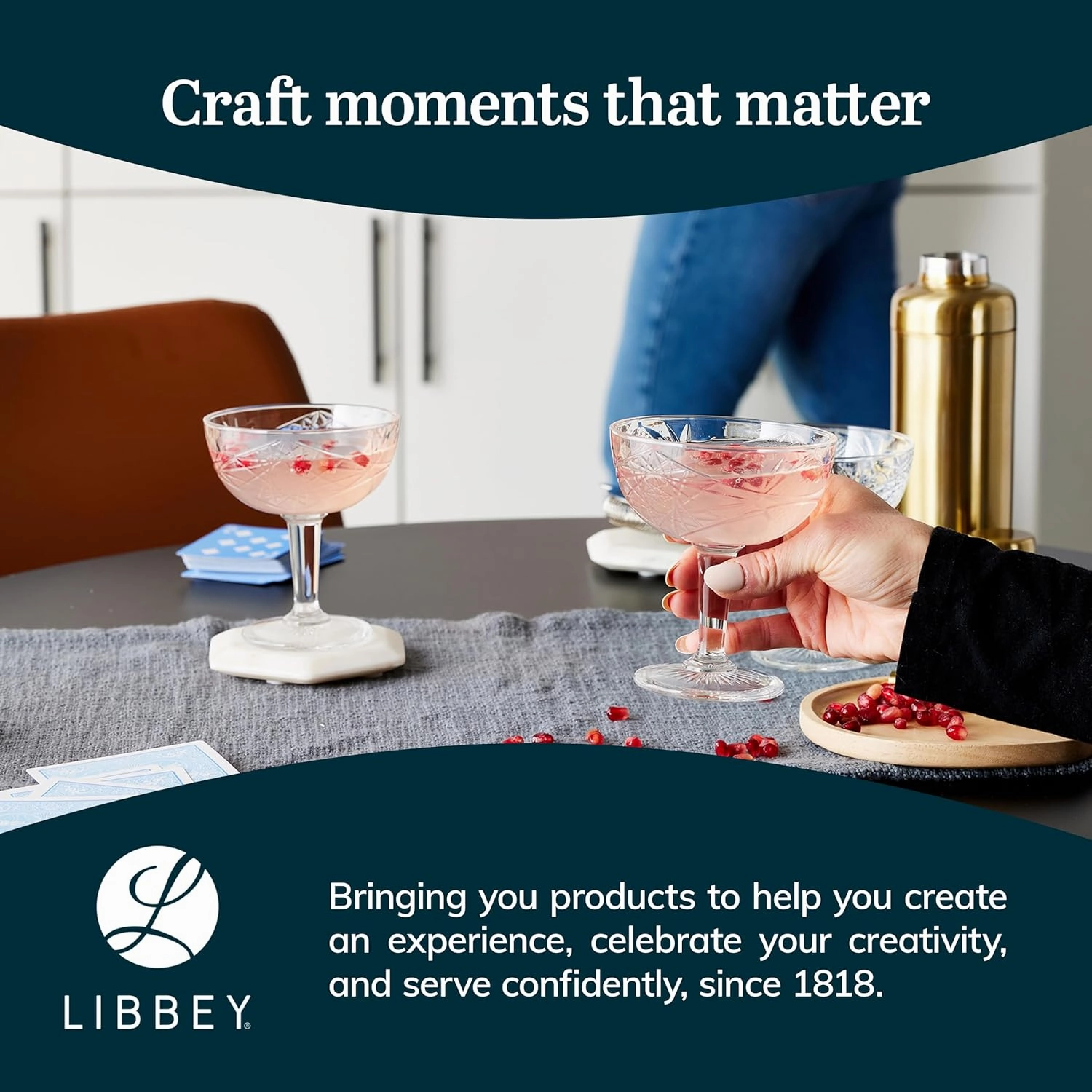 Libbey Hobstar Champagne Coupes , Timeless Bar Glasses, Dishwasher Safe Cocktail Glasses Set of 4 for Beverages, Mixed Drinks and More