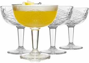 Libbey Hobstar Champagne Coupes , Timeless Bar Glasses, Dishwasher Safe Cocktail Glasses Set of 4 for Beverages, Mixed Drinks and More