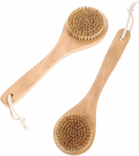 LIFKOME 2 Pack Shower Brush Wet Dry Body Brush Short Handle for Deep Cleansing Exfoliation