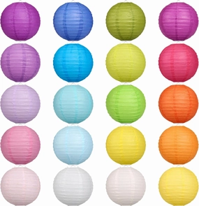 LIHAO 20PCS Colorful Paper Lanterns with Lights, Multicolor Chinese Lanterns Hanging Paper Lanterns for Party Decorations Wedding Birthday Classroom DIY Crafts(Size of 6'' 8'' 10'' 12'')