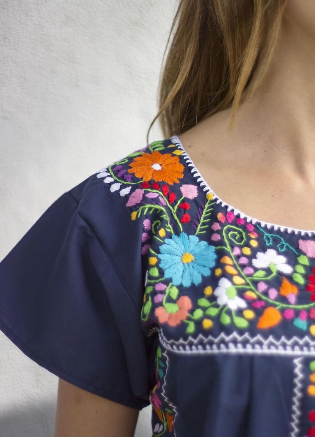 Liliana Cruz Embroidered Mexican Peasant Mini Dress