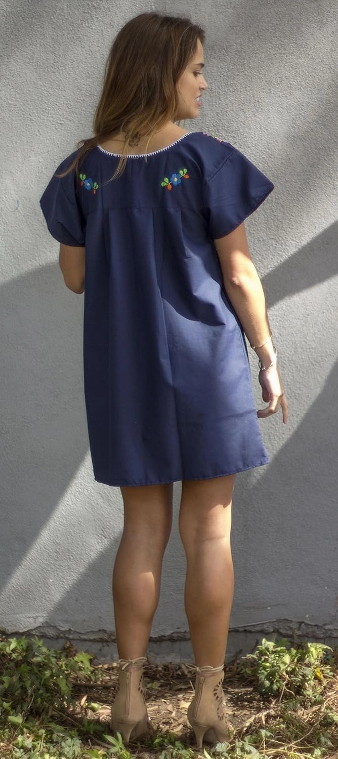 Liliana Cruz Embroidered Mexican Peasant Mini Dress