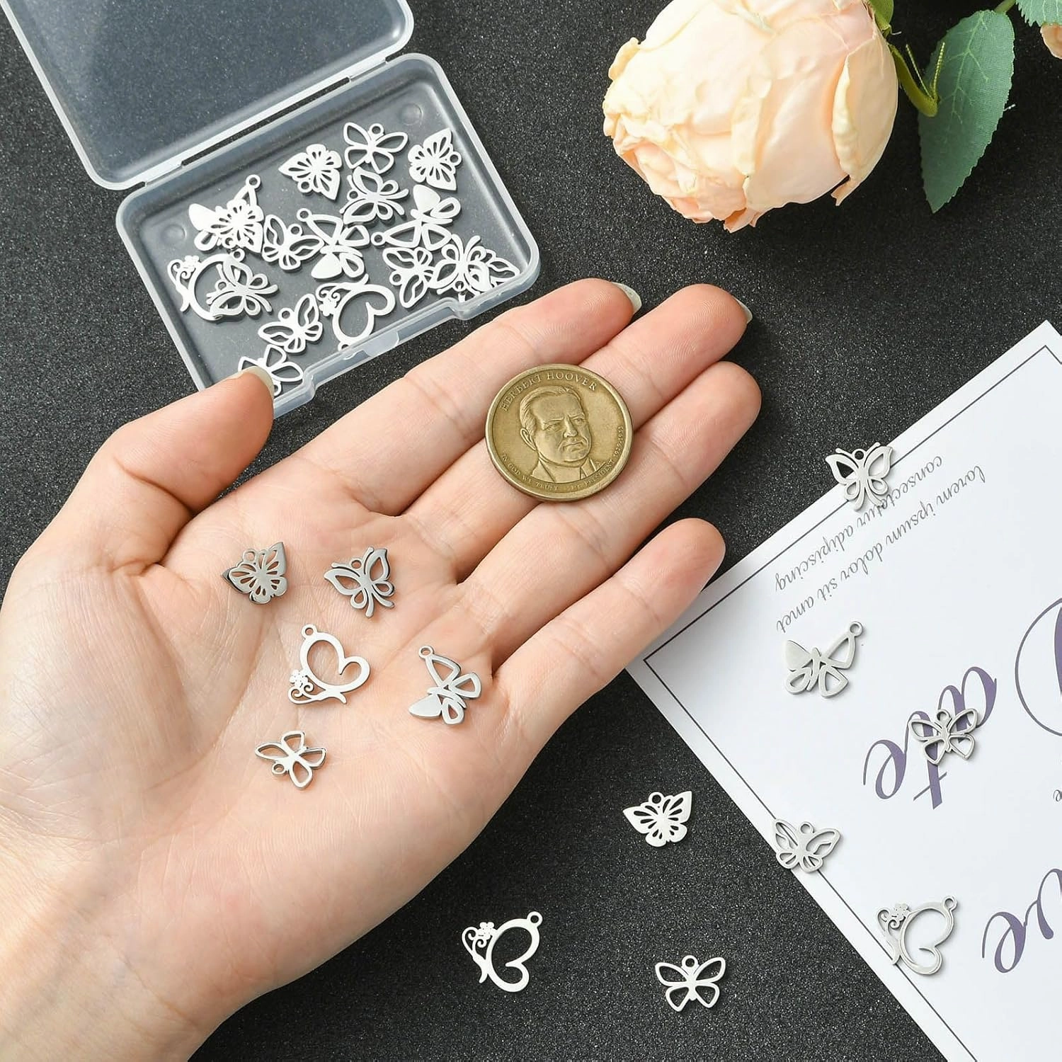 LiQunSweet Mixed Animals Envelop Letter Butterfly Stainless Steel Charms for DIY Jewelry Making