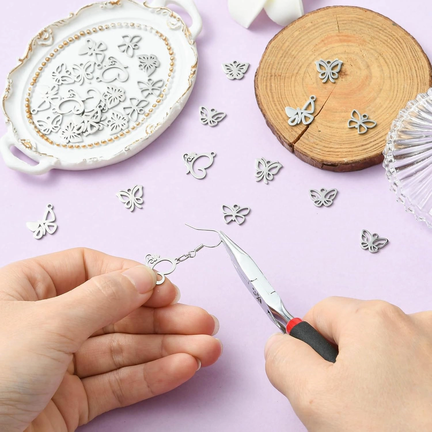 LiQunSweet Mixed Animals Envelop Letter Butterfly Stainless Steel Charms for DIY Jewelry Making