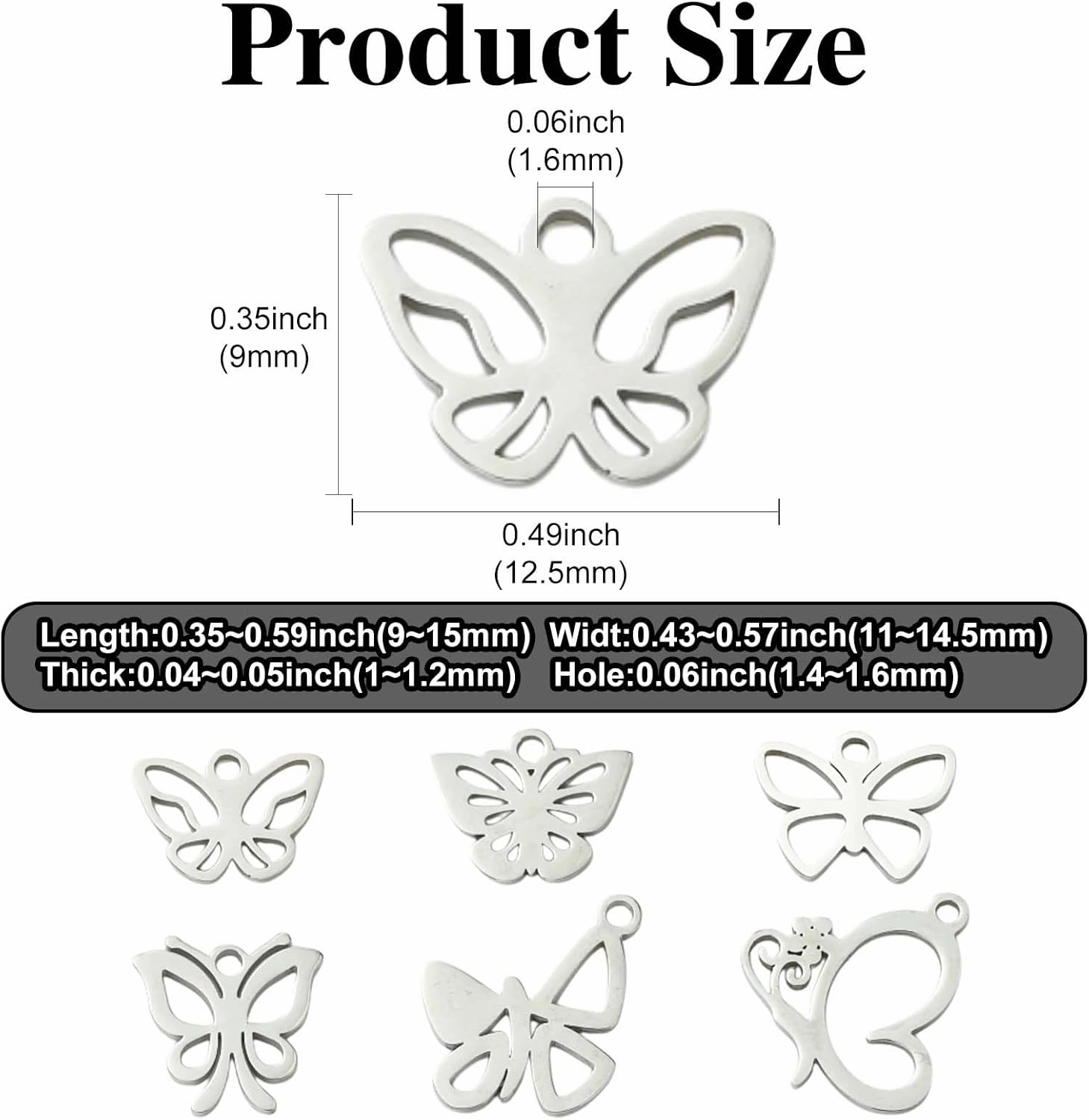 LiQunSweet Mixed Animals Envelop Letter Butterfly Stainless Steel Charms for DIY Jewelry Making