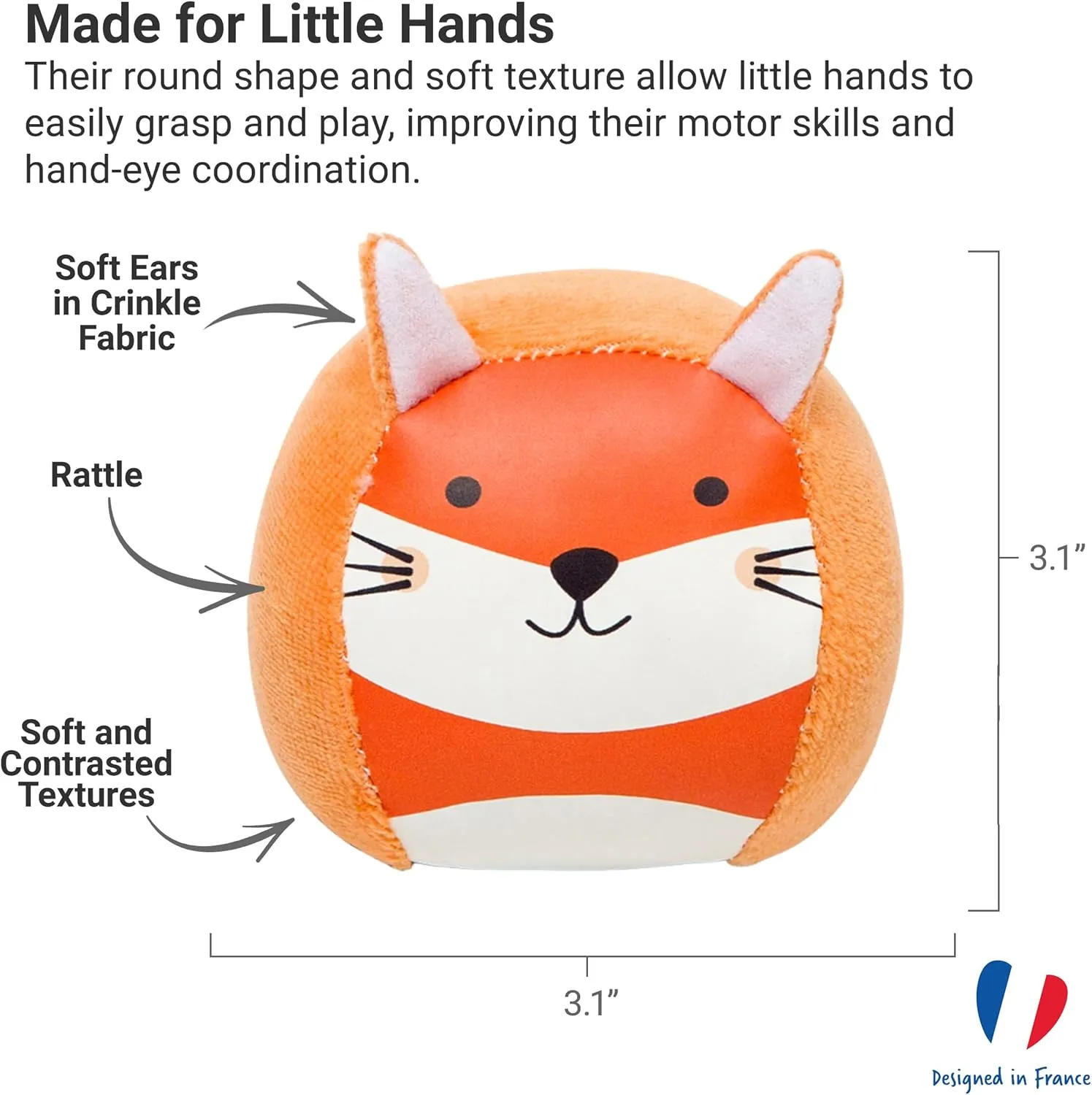 Little Big Friends Roly Poly Balls | Sensory Rattle Ball Toy for Baby, Set of 4